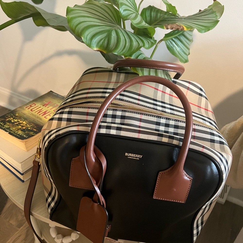 Burberry Beige and Black Checkered Bag
